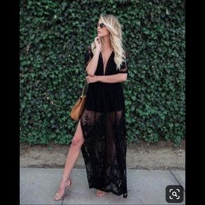 Socialite lace romper jumpsuit maxi